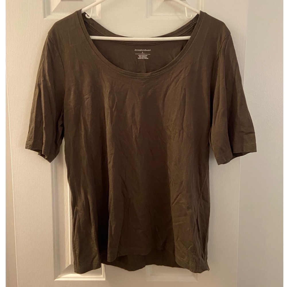 Christopher & banks olive 3/4 length sleeve shirt